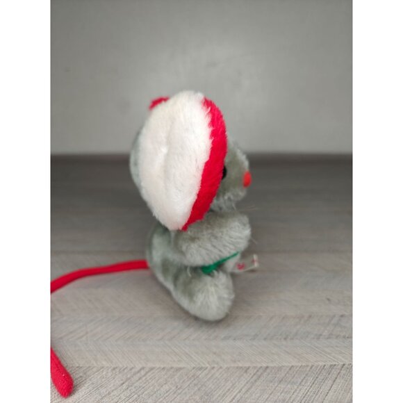 Vintage Russ Berrie Mouse Stuffy Gray Plush Toy Big Red Ears 1977 - Picture 4 of 8